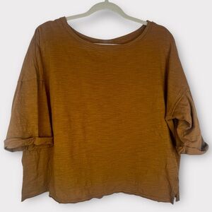 NWOT AS Revival Brown Oversized Top Roll Tab Sleeves S/M